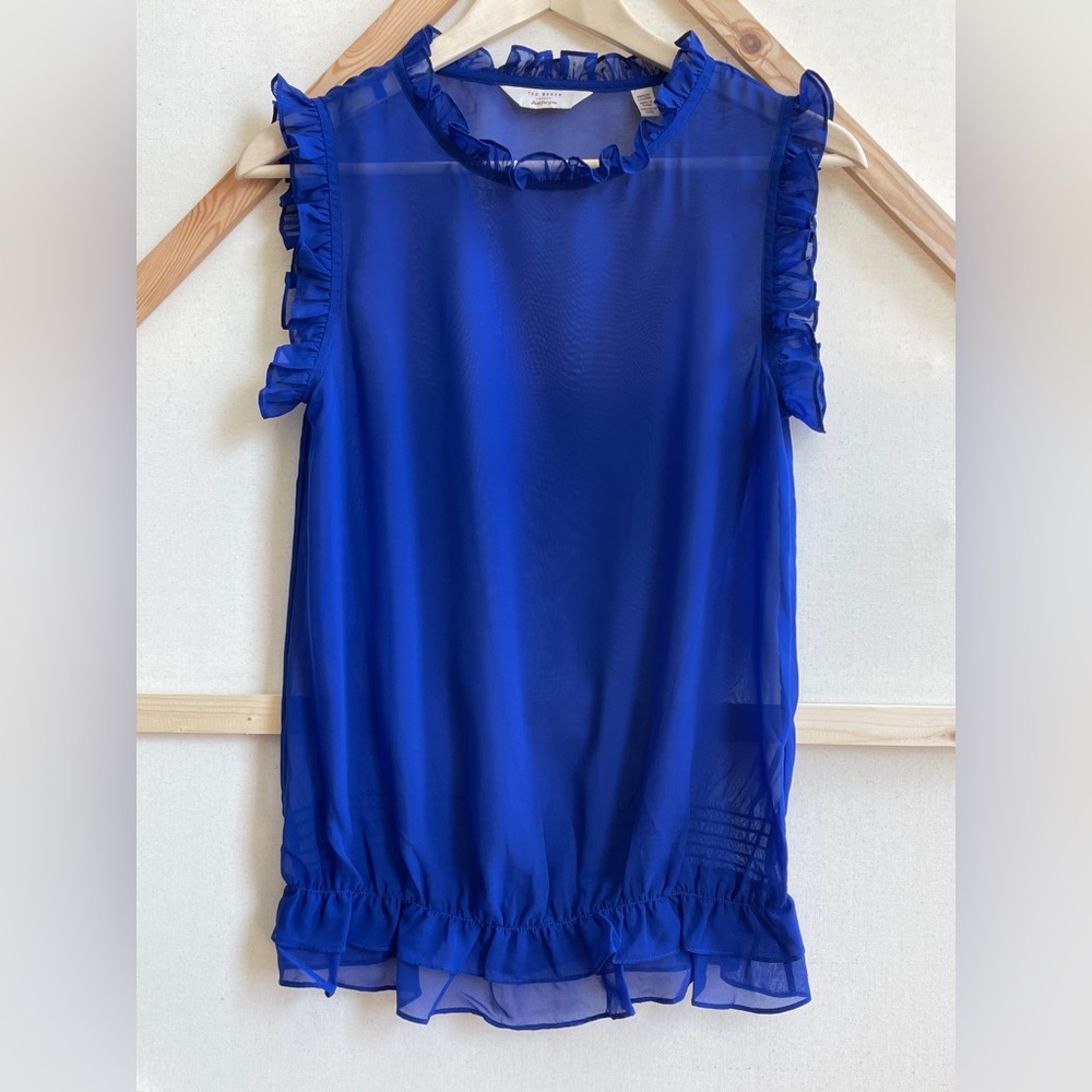 Ted Baker Just For You Gorgeous Royal Blue Tank Blouse Sz Small